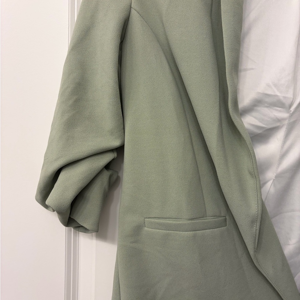 BBJ LA | Lined Open Blazer Jacket | Sage Green - Picture 5 of 6